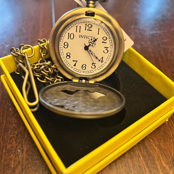 Invicta Brass-Tone Pocket Watch with White Dial